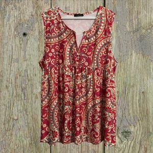 Smocked Paisley Print Tank Top